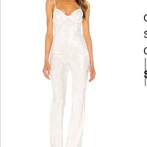h:ours White Sequin Jumpsuit